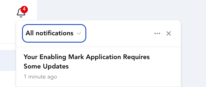 Portal notification — application requires updates