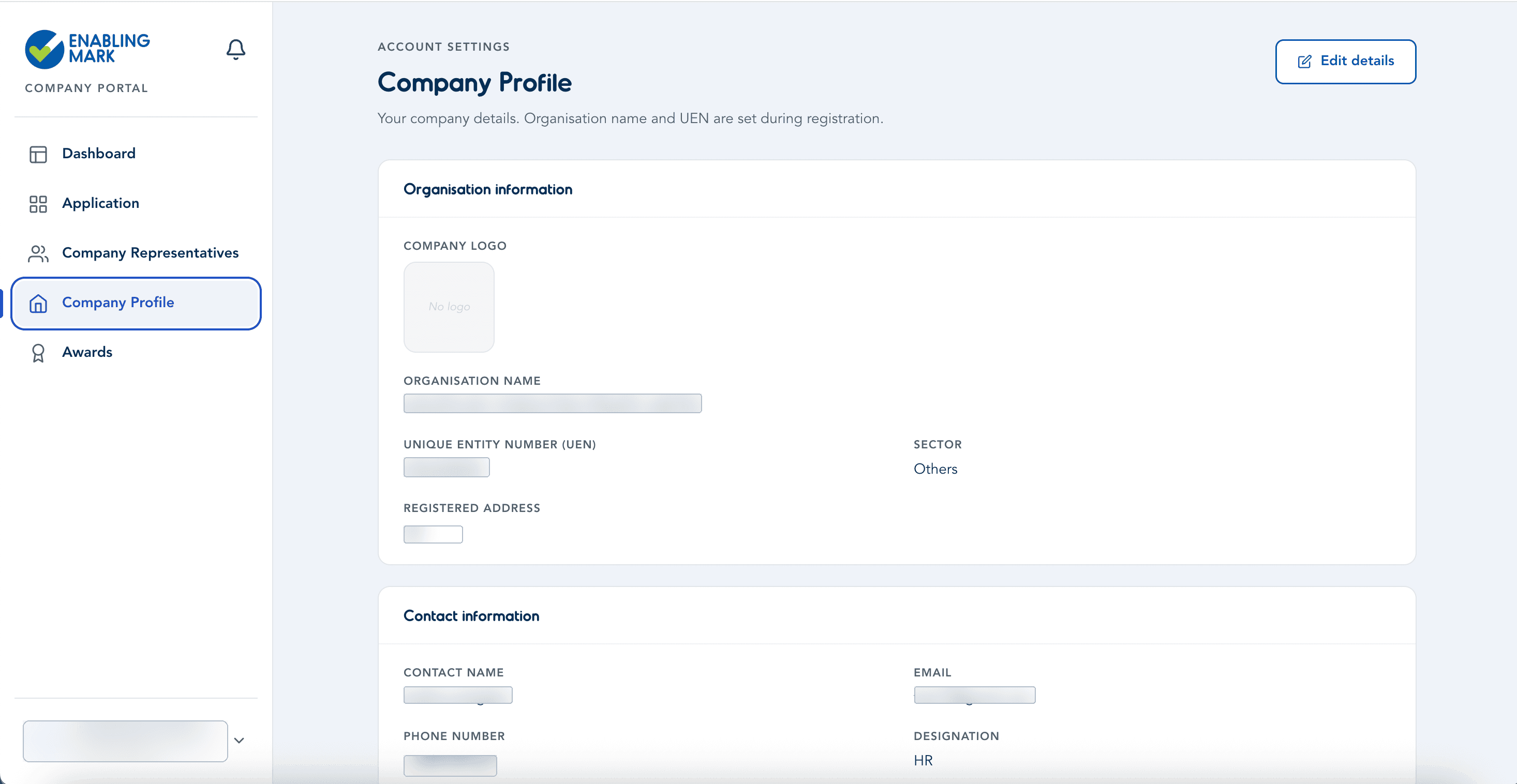 Company profile view