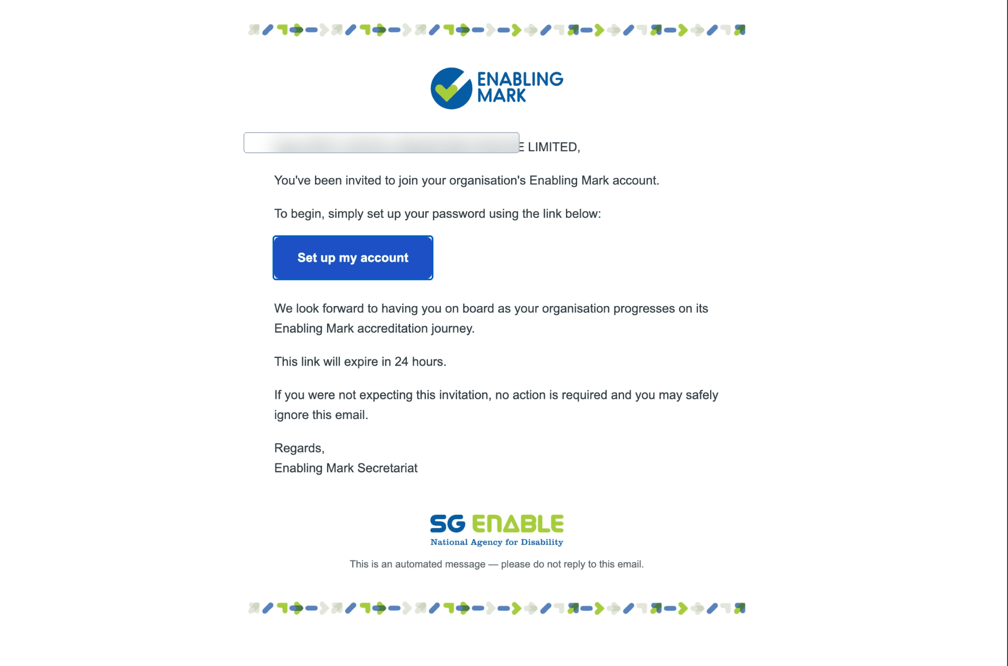 Invitation email